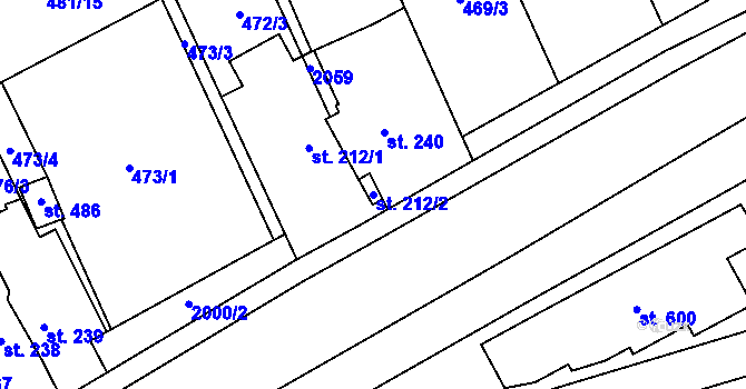 Parcela st. 212/2 v KÚ Louky nad Dřevnicí, Katastrální mapa
