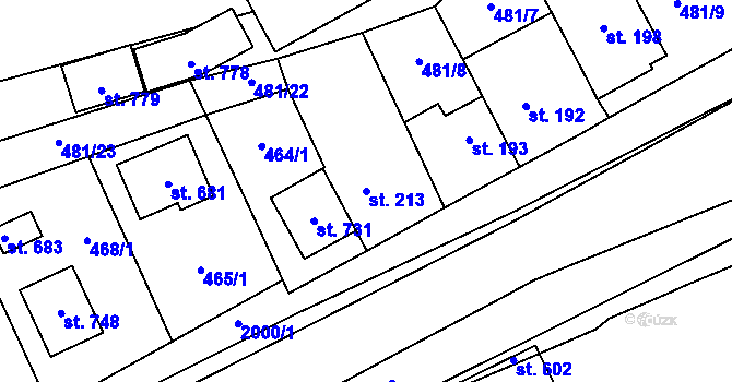 Parcela st. 213 v KÚ Louky nad Dřevnicí, Katastrální mapa