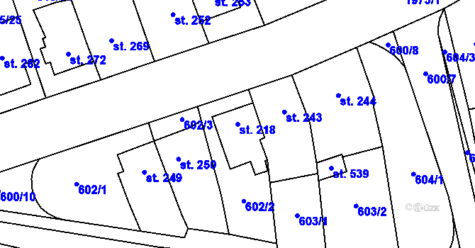 Parcela st. 218 v KÚ Louky nad Dřevnicí, Katastrální mapa