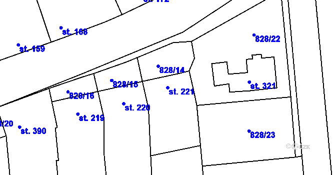 Parcela st. 221 v KÚ Louky nad Dřevnicí, Katastrální mapa