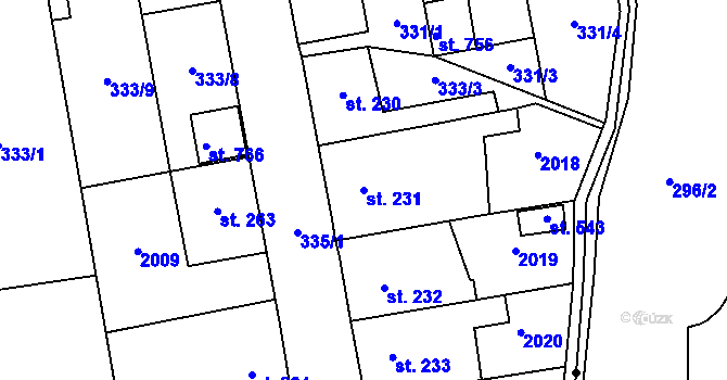Parcela st. 231 v KÚ Louky nad Dřevnicí, Katastrální mapa