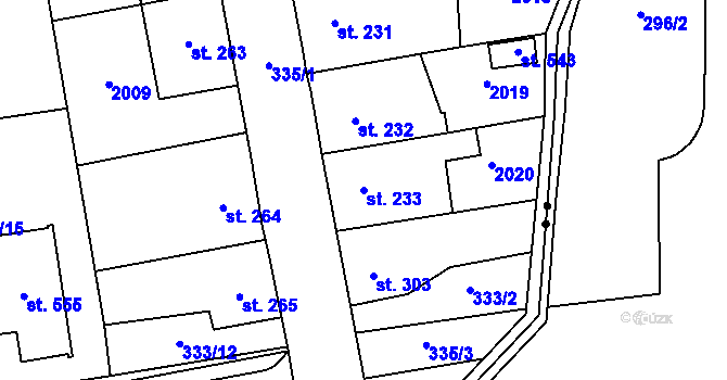 Parcela st. 233 v KÚ Louky nad Dřevnicí, Katastrální mapa