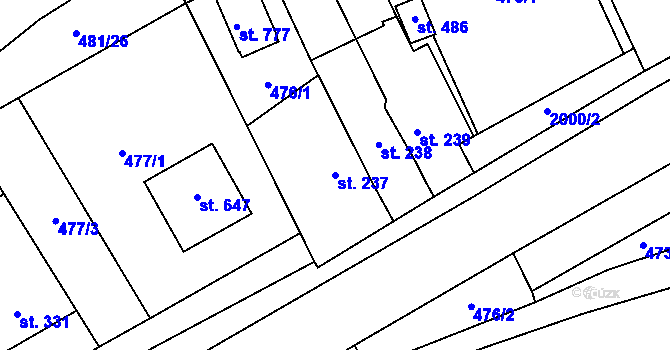Parcela st. 237 v KÚ Louky nad Dřevnicí, Katastrální mapa