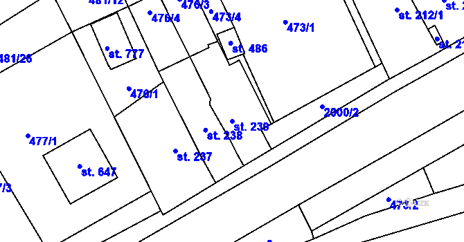 Parcela st. 239 v KÚ Louky nad Dřevnicí, Katastrální mapa