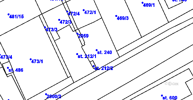 Parcela st. 240 v KÚ Louky nad Dřevnicí, Katastrální mapa