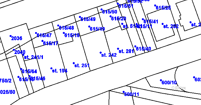 Parcela st. 242 v KÚ Louky nad Dřevnicí, Katastrální mapa
