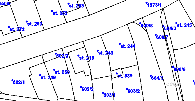 Parcela st. 243 v KÚ Louky nad Dřevnicí, Katastrální mapa