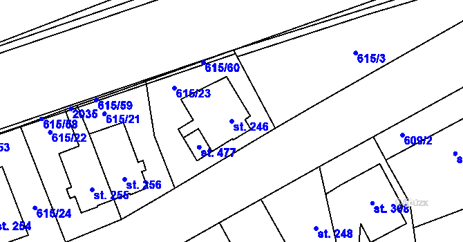 Parcela st. 246 v KÚ Louky nad Dřevnicí, Katastrální mapa