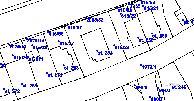 Parcela st. 254 v KÚ Louky nad Dřevnicí, Katastrální mapa