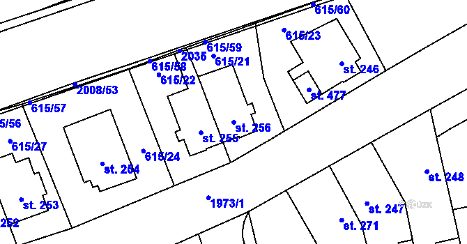 Parcela st. 256 v KÚ Louky nad Dřevnicí, Katastrální mapa