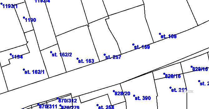 Parcela st. 257 v KÚ Louky nad Dřevnicí, Katastrální mapa