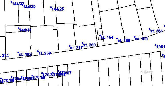 Parcela st. 260 v KÚ Louky nad Dřevnicí, Katastrální mapa