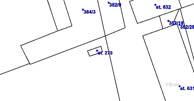 Parcela st. 275 v KÚ Louky nad Dřevnicí, Katastrální mapa