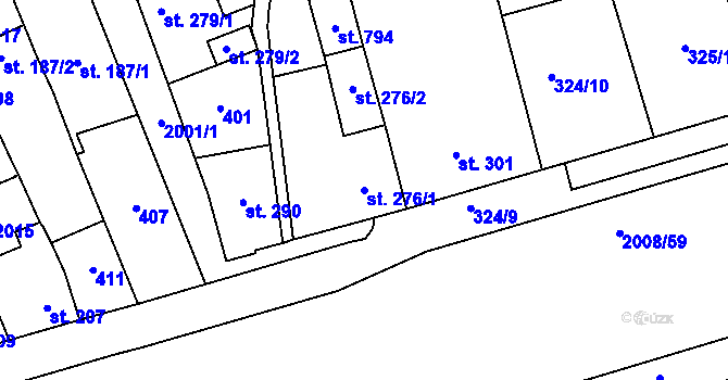 Parcela st. 276/1 v KÚ Louky nad Dřevnicí, Katastrální mapa