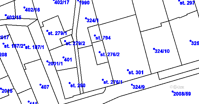 Parcela st. 276/2 v KÚ Louky nad Dřevnicí, Katastrální mapa