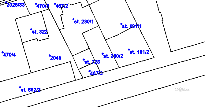 Parcela st. 280/2 v KÚ Louky nad Dřevnicí, Katastrální mapa