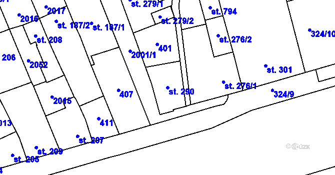 Parcela st. 290 v KÚ Louky nad Dřevnicí, Katastrální mapa