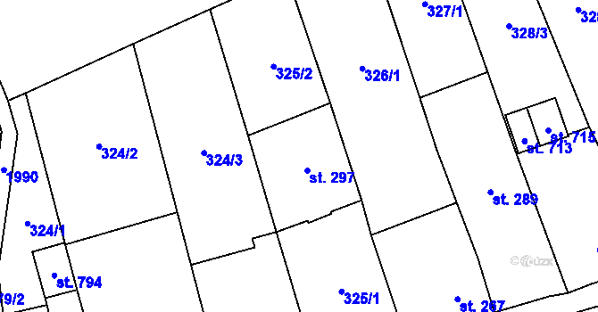 Parcela st. 297 v KÚ Louky nad Dřevnicí, Katastrální mapa