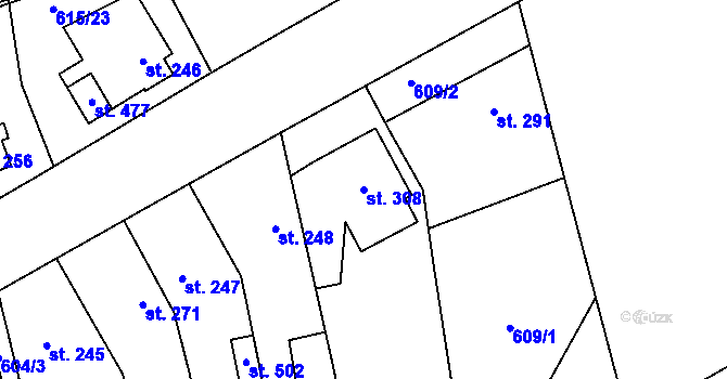Parcela st. 308 v KÚ Louky nad Dřevnicí, Katastrální mapa