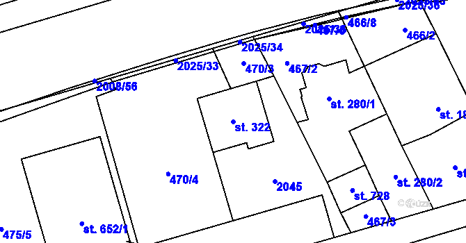 Parcela st. 322 v KÚ Louky nad Dřevnicí, Katastrální mapa