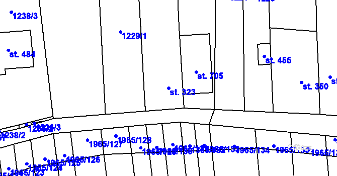 Parcela st. 323 v KÚ Louky nad Dřevnicí, Katastrální mapa