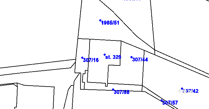 Parcela st. 329 v KÚ Louky nad Dřevnicí, Katastrální mapa