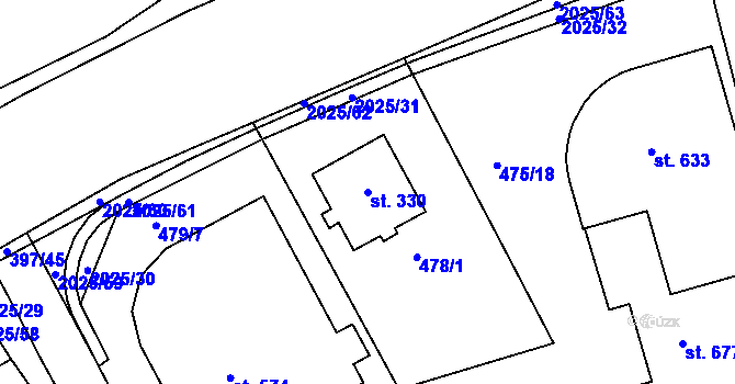 Parcela st. 330 v KÚ Louky nad Dřevnicí, Katastrální mapa