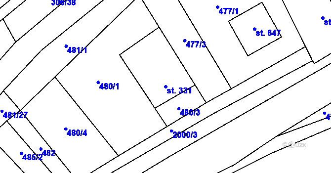 Parcela st. 331 v KÚ Louky nad Dřevnicí, Katastrální mapa