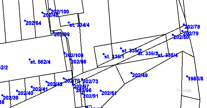Parcela st. 335/1 v KÚ Louky nad Dřevnicí, Katastrální mapa