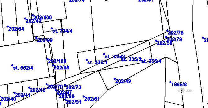 Parcela st. 335/2 v KÚ Louky nad Dřevnicí, Katastrální mapa