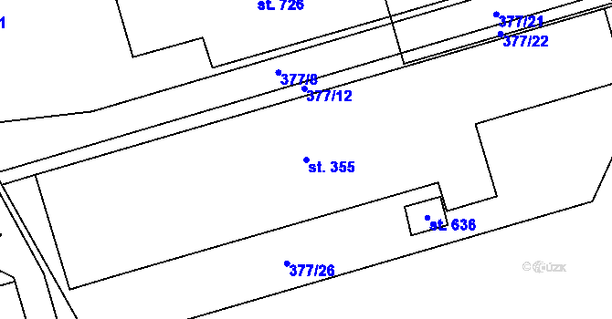 Parcela st. 355 v KÚ Louky nad Dřevnicí, Katastrální mapa