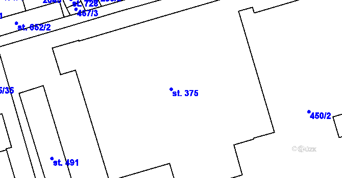 Parcela st. 375 v KÚ Louky nad Dřevnicí, Katastrální mapa