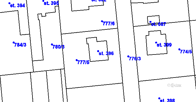 Parcela st. 396 v KÚ Louky nad Dřevnicí, Katastrální mapa