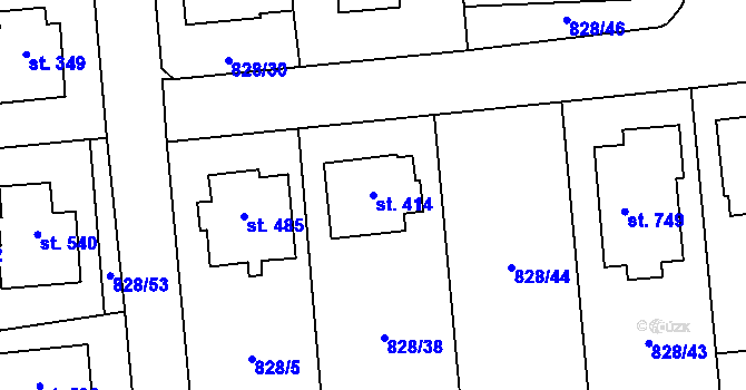 Parcela st. 414 v KÚ Louky nad Dřevnicí, Katastrální mapa