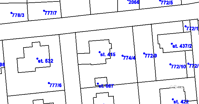 Parcela st. 415 v KÚ Louky nad Dřevnicí, Katastrální mapa