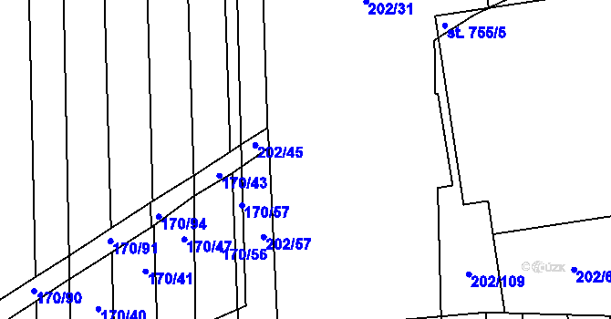 Parcela st. 418/2 v KÚ Louky nad Dřevnicí, Katastrální mapa