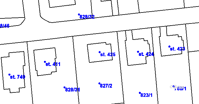 Parcela st. 425 v KÚ Louky nad Dřevnicí, Katastrální mapa