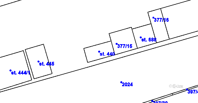 Parcela st. 440 v KÚ Louky nad Dřevnicí, Katastrální mapa