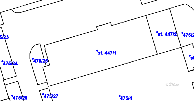Parcela st. 447/1 v KÚ Louky nad Dřevnicí, Katastrální mapa