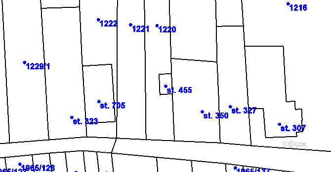 Parcela st. 455 v KÚ Louky nad Dřevnicí, Katastrální mapa