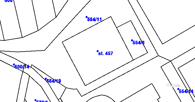 Parcela st. 457 v KÚ Louky nad Dřevnicí, Katastrální mapa