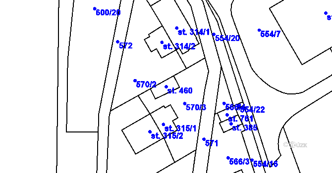 Parcela st. 460 v KÚ Louky nad Dřevnicí, Katastrální mapa
