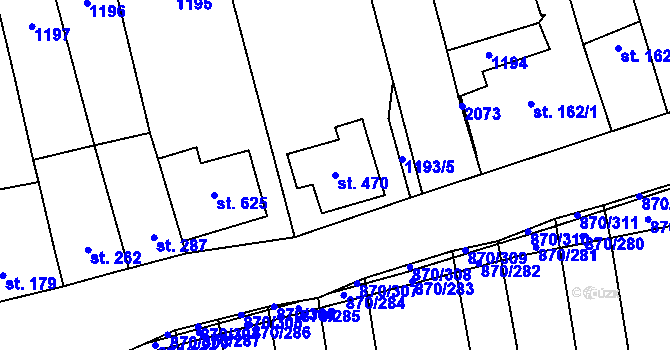 Parcela st. 470 v KÚ Louky nad Dřevnicí, Katastrální mapa