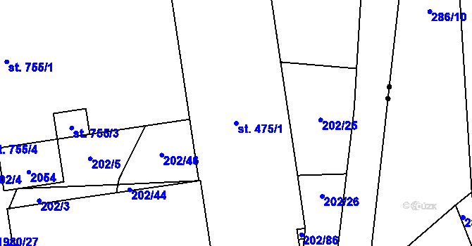 Parcela st. 475/1 v KÚ Louky nad Dřevnicí, Katastrální mapa