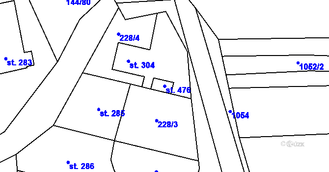 Parcela st. 476 v KÚ Louky nad Dřevnicí, Katastrální mapa