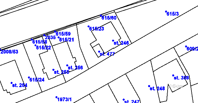 Parcela st. 477 v KÚ Louky nad Dřevnicí, Katastrální mapa