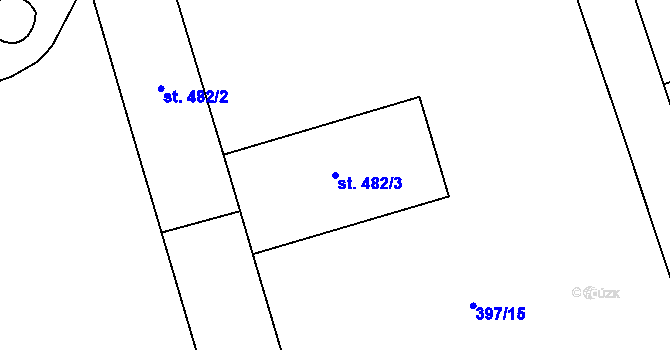 Parcela st. 482/3 v KÚ Louky nad Dřevnicí, Katastrální mapa