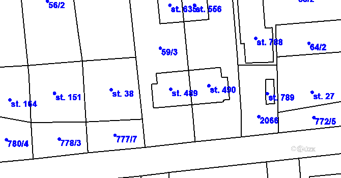 Parcela st. 489 v KÚ Louky nad Dřevnicí, Katastrální mapa