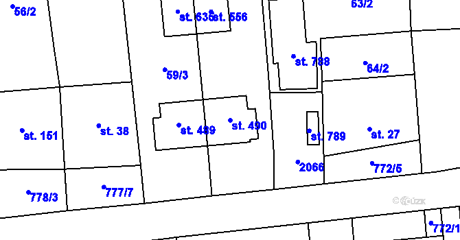 Parcela st. 490 v KÚ Louky nad Dřevnicí, Katastrální mapa