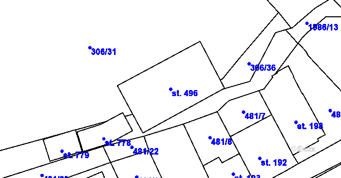 Parcela st. 496 v KÚ Louky nad Dřevnicí, Katastrální mapa